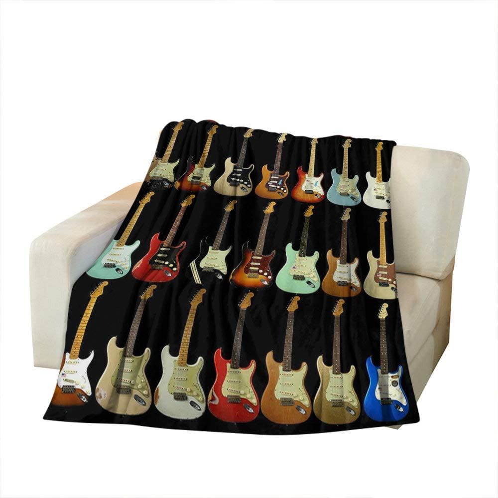 Flannel Throw Blanket 50"x40" Soft Fluffy Fleece Blanket Throw Musical Instrument Guitar Warm and Cozy Cover Blanket Versatile Flannel Blanket Throw for Bed Couch Sofa Office Chairs, Bedroom 100x130cm