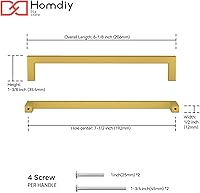Vista 17 de homdiy 25 Pack 6-1/4 Inch Gold Handles for Cabinets Kitchen Cabinet Handles Brushed Brass Cabinet Pulls Gold Hardware for Cabinets Stainless Steel