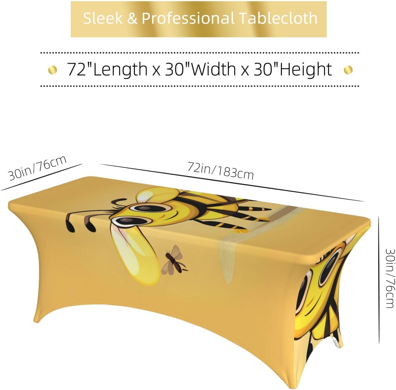 Cute Cartoon Bee Print Table Cover Rectangular Tablecloth for 6-Foot Tables for Wedding Banquets Outdoor