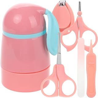 Hemobllo Kit de Cuidado de Uñas para Bebés con Estuche Adorable Cortaúñas Tijeras y Pinzas Set de Manicura para Recién Nacidos y Pequeños Color Rosa con Diseño de