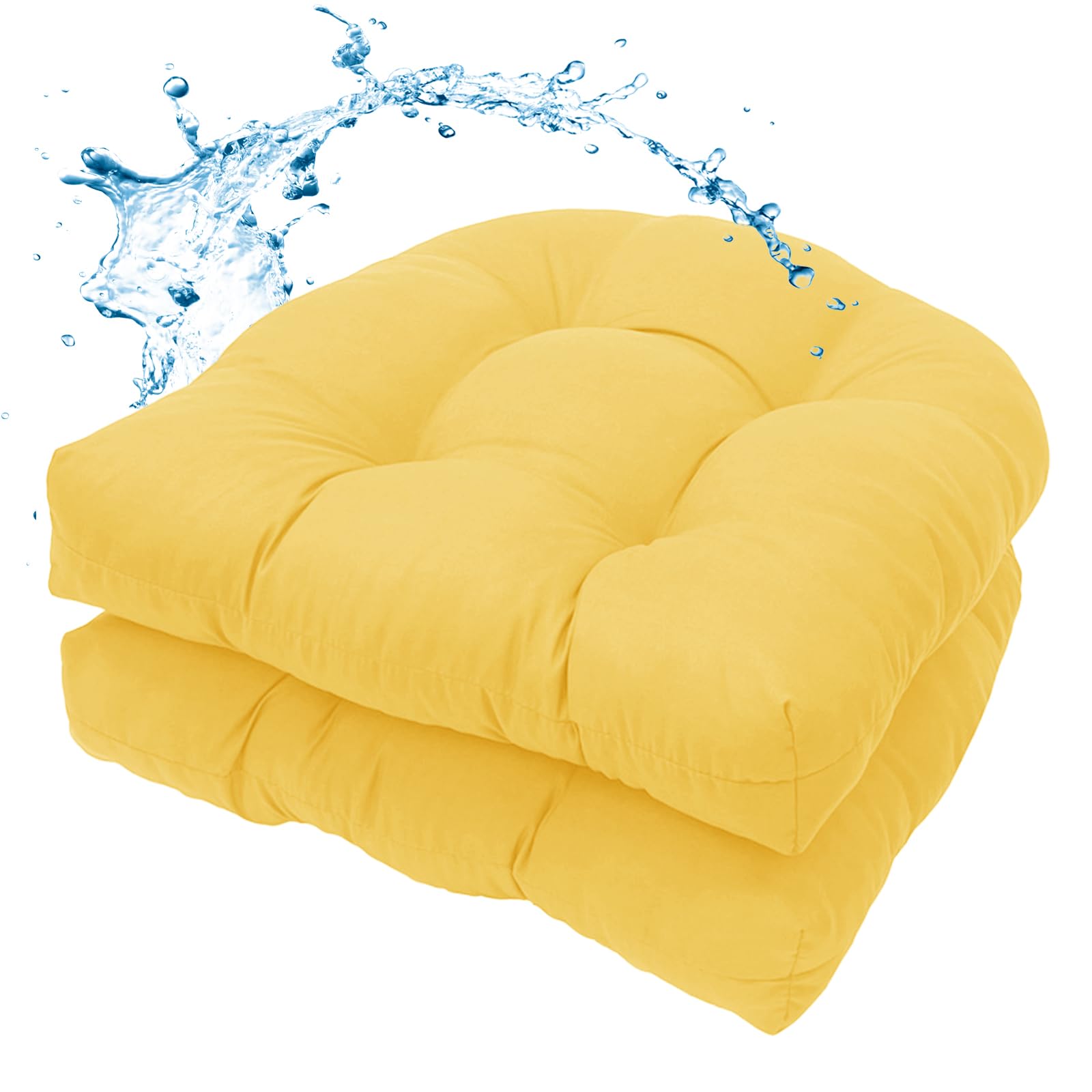 Photo 1 of MTMR 2-Piece Outdoor Chair Cushions, Yellow, 19"x19"