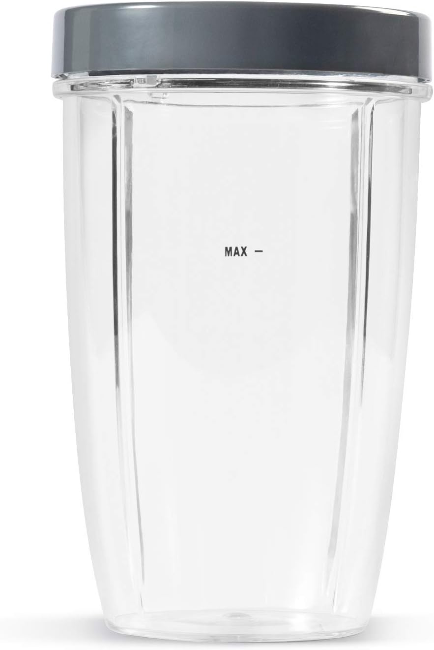 NutriBullet 24 Ounce Tall Cup with Standard Lip Ring, Clear/Gray
