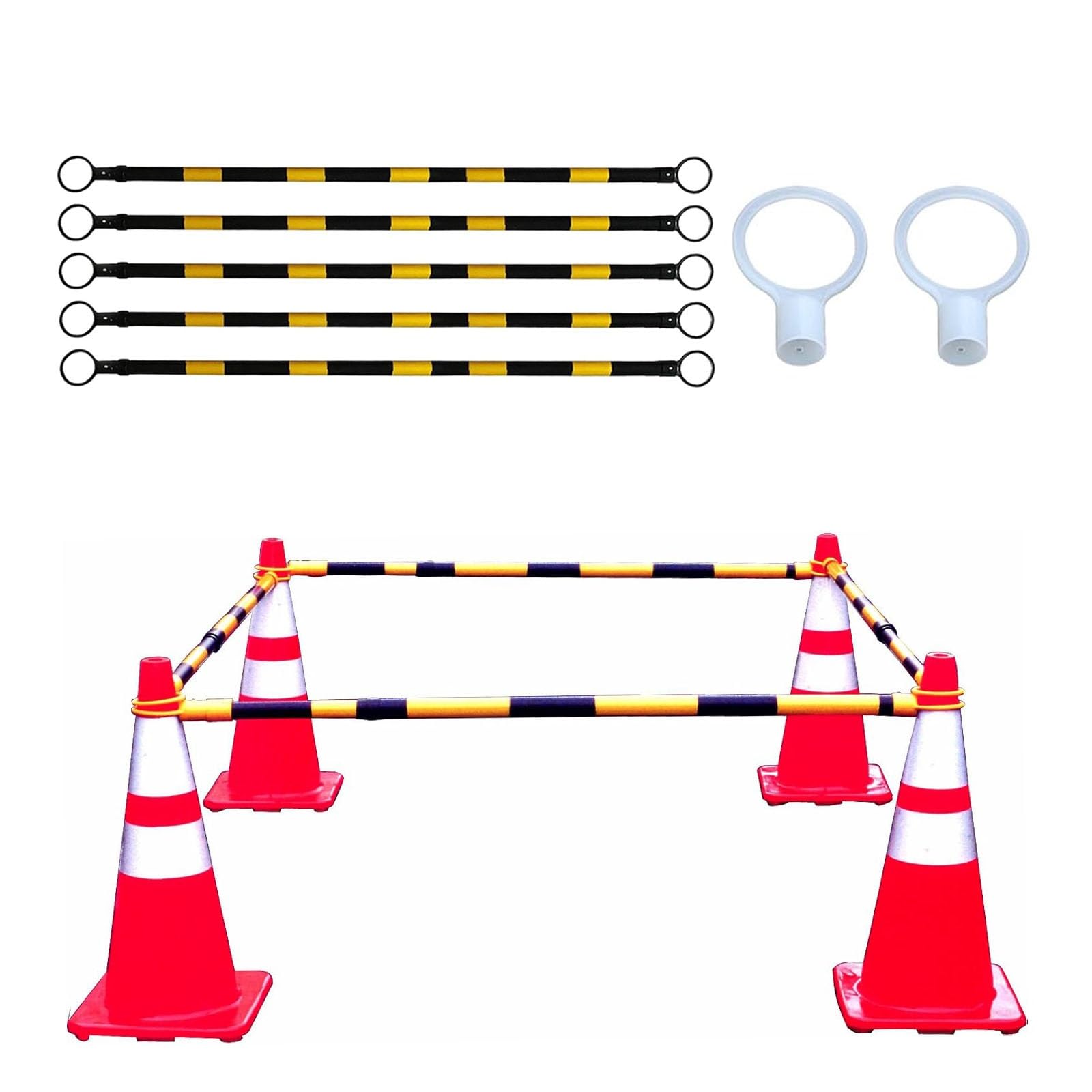 Wysuwany drążek stożkowy 4,1–6,56 stopy, rozkładana barykada do budowy dróg i kolor biały(Blue White,30pc)