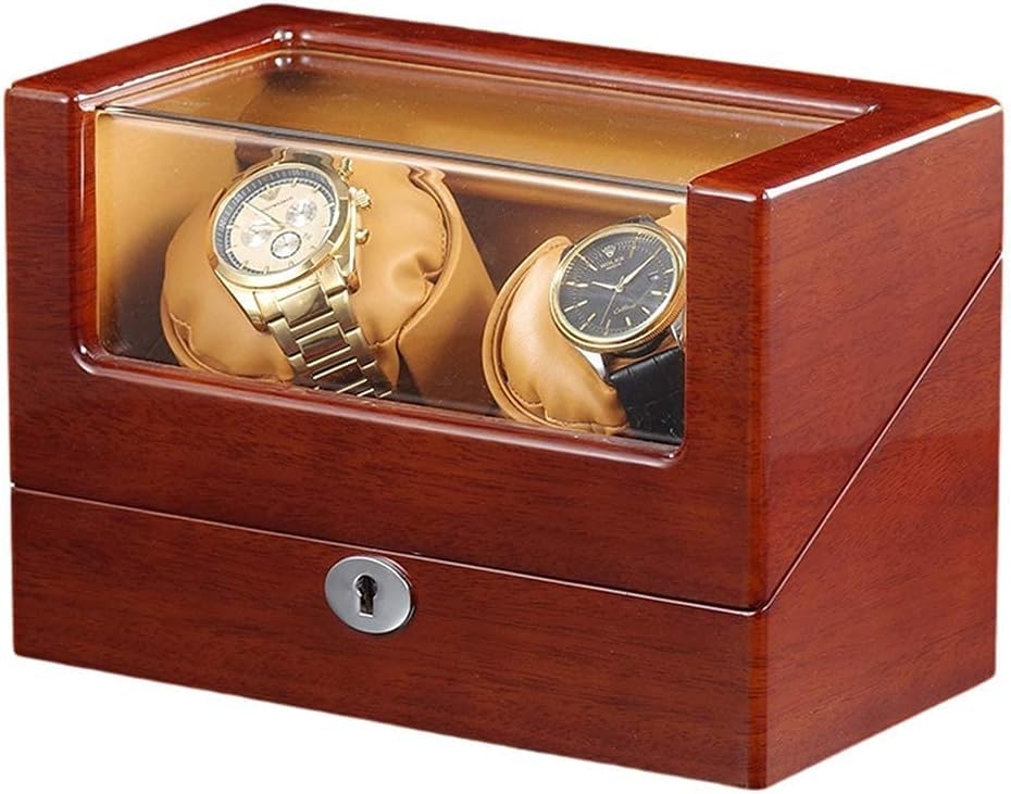 FENOKD Automatic Watch Winder Box for 2 Wristwatch Watches Winding Case Ultra-Quiet Rotation Turns Per Day Watch Winding Box