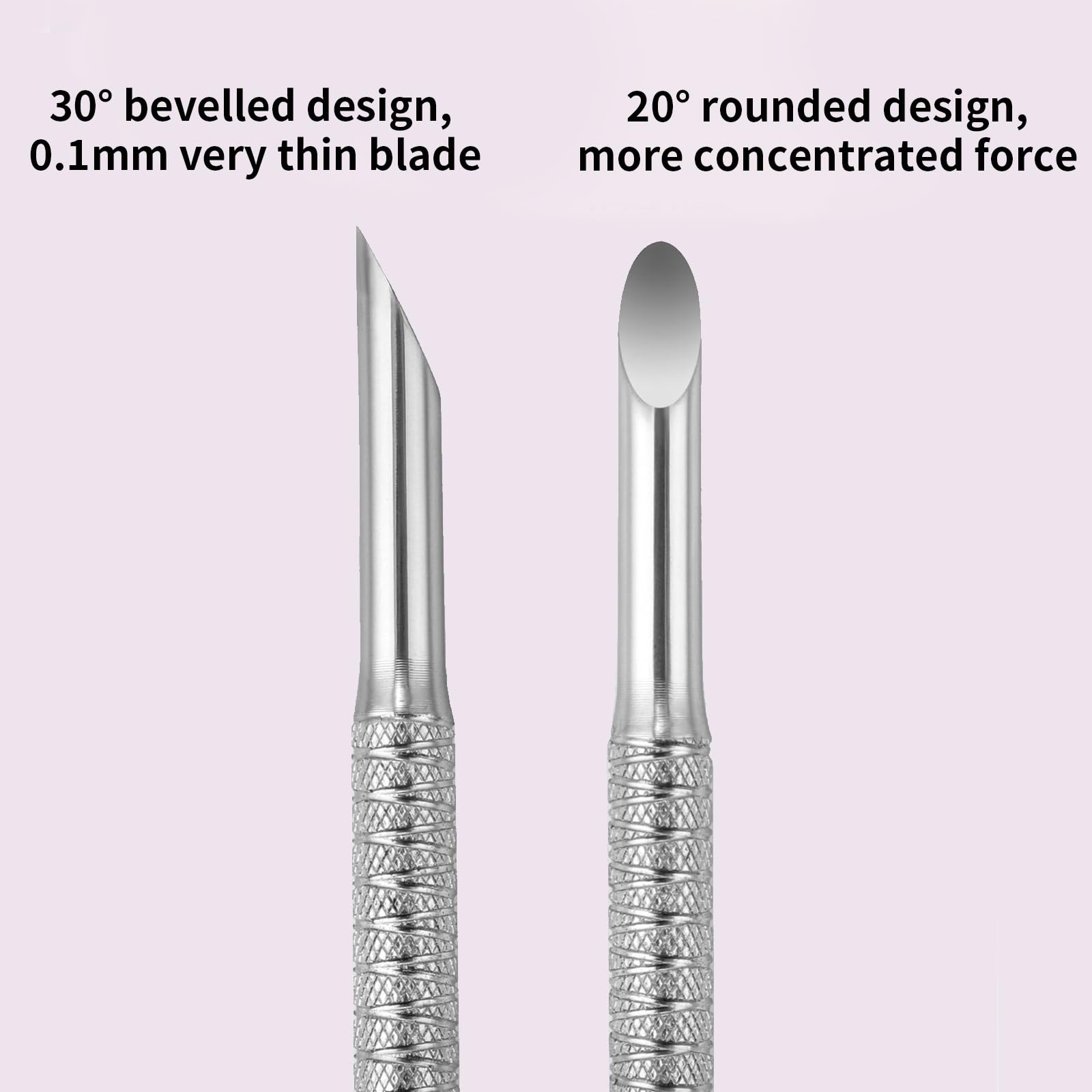 Cuticle Pusher, Tool 2-in-1 Stainless Steel Manicure Tool with Loop and Beveled Tips - Image 4