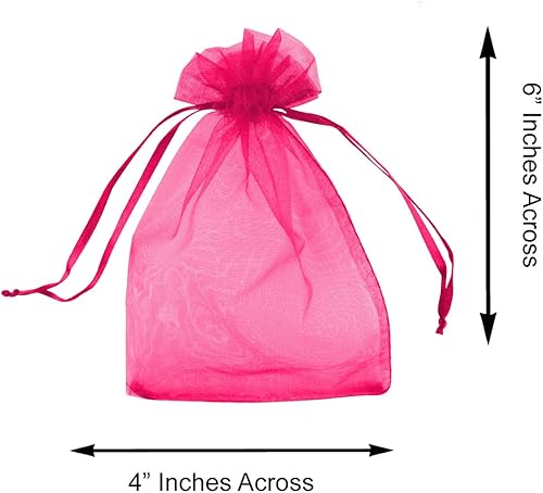 Miniatura 4 de Super Z Outlet Paquete de 100 mini bolsas transparentes de organza transparentes con cordón de 4 x 6 pulgadas, bolsas de joyería para bodas,