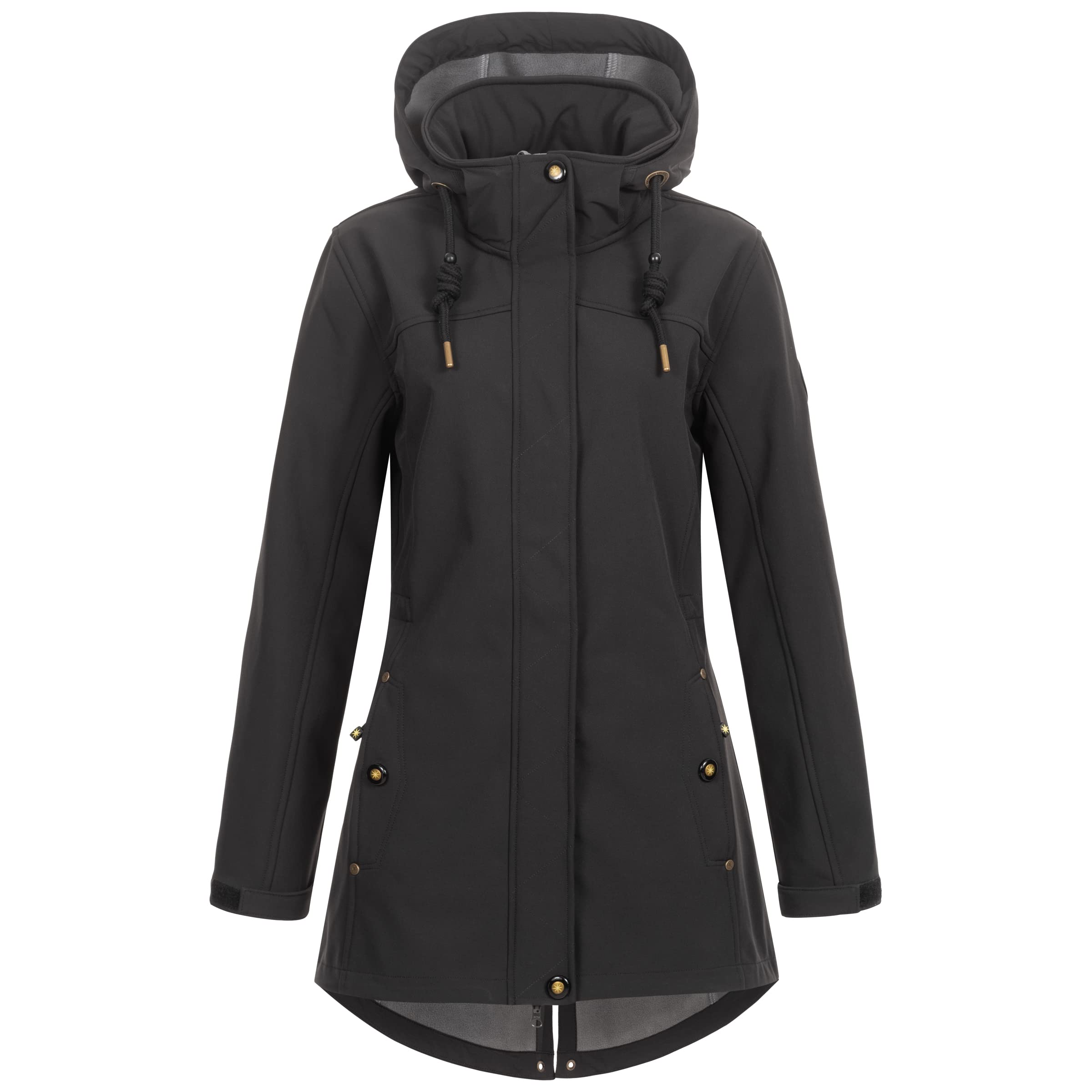 Ankerglut Damen Damen Softshellmantel Kurzmantel mit Kapuze Gefüttert Softshelljacke Übergangsjacke #Ankerglutbrise Softshelljacke (1er Pack)