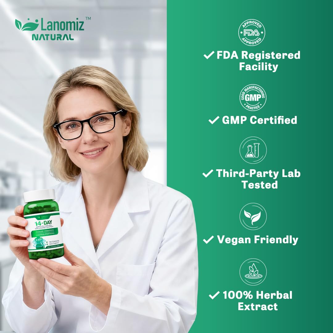 14DAY Appetite & Craving Control Gut Health Complex Featuring Delayed-Release Probiotics & White Kidney Bean Extract 5-HTP(5-hydroxytryptophan) 60 Vegetarian Capsules