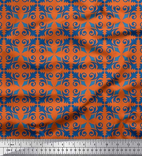 Printed Viscose Chiffon Fabric by The Yard - Tiles -