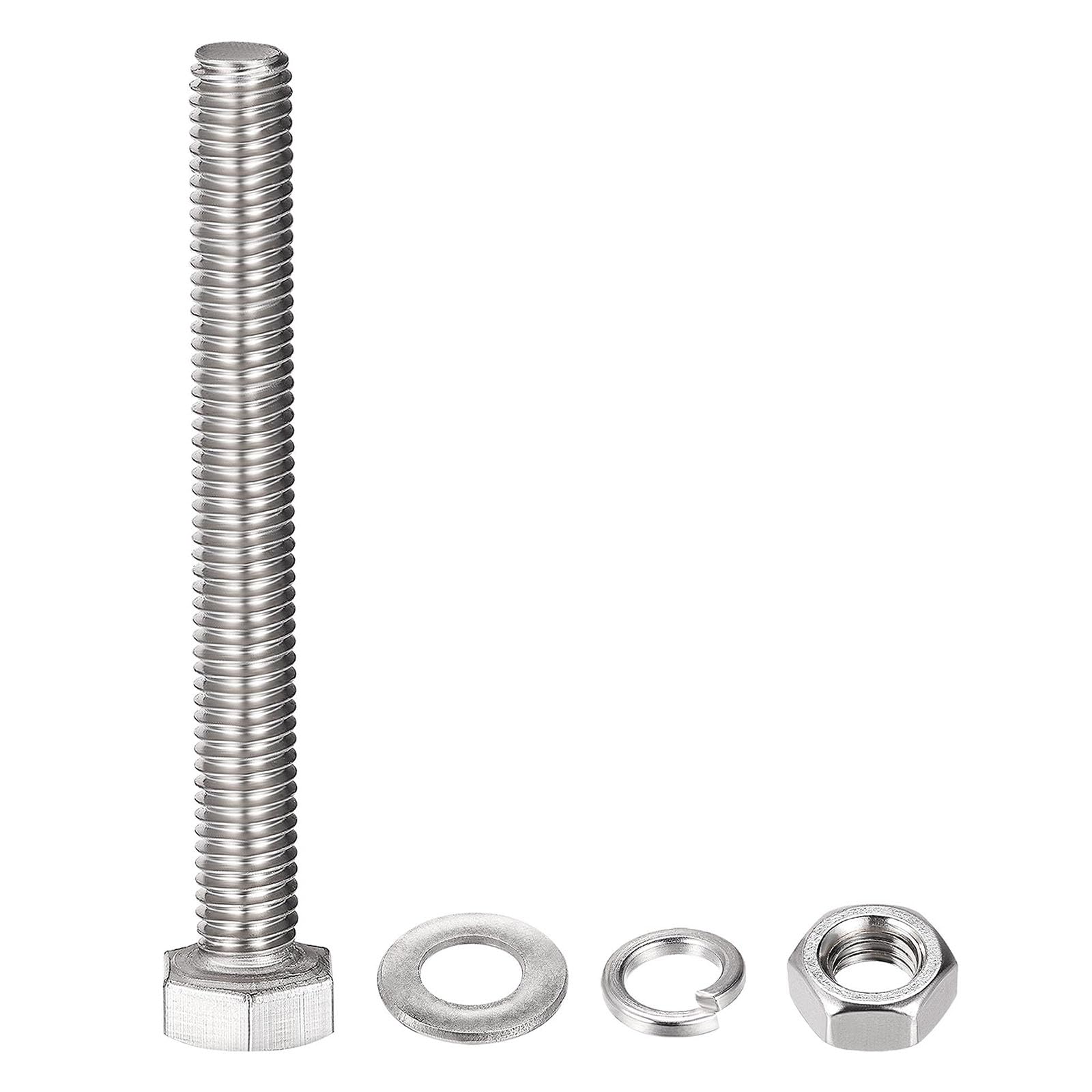 TOP-VIGOR 4Pcs M8 x 65mm Hex Head Screws Bolts, Nuts, Flat & Lock Washers Kits - Image 3