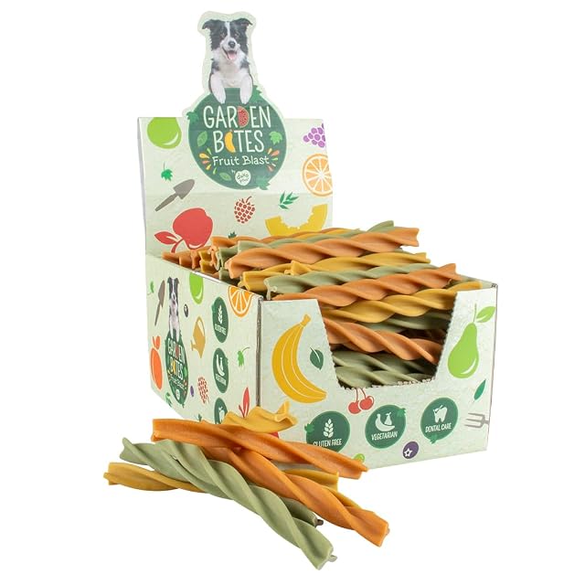 Foto 6 de 8 de Garden Bites Fruity Dental Swirls - Snacks Vegetarianos para Perros - Sin Gluten - Sabor a Fruta