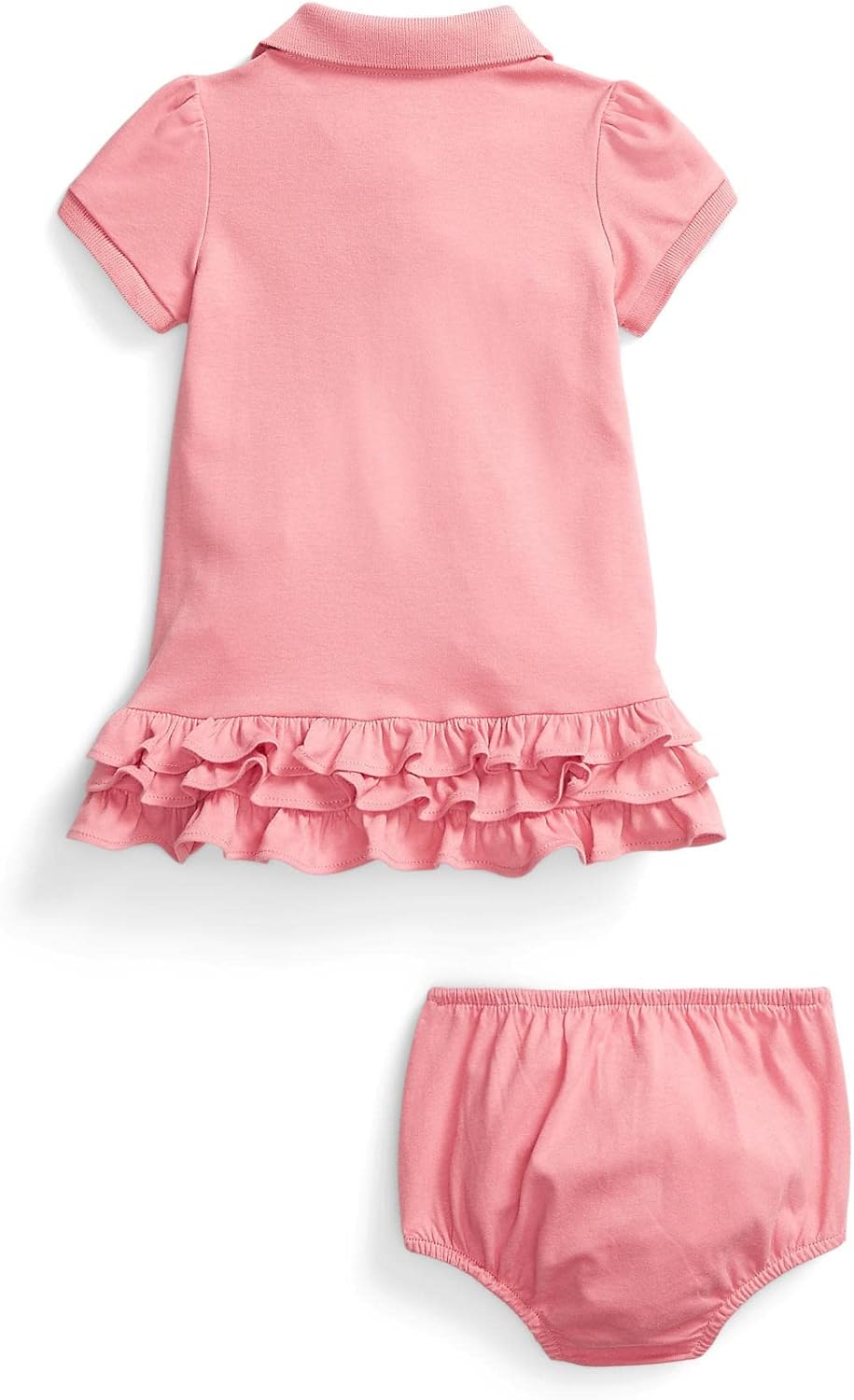 POLO RALPH LAUREN Baby Girl's Interlock Solid Ruffle Dress (Infant) Desert Rose 18 Months: Clothing, Shoes & Jewelry