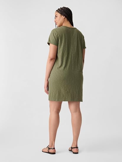 GAP Women's Relaxed Pocket T-Shirt Dress, Walden Green, X-Small Clothing, Shoes & Accessories