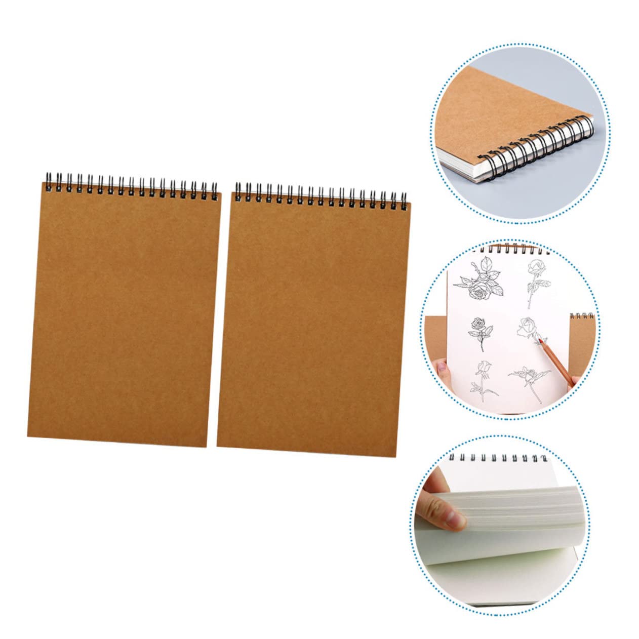 2pièces Lot De Cahiers De Dessin Papier Vierge Pour Croquis Et Dessins Portable Et Pratique
