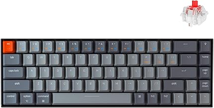 K6 Hot Swappable Wireless Bluetooth 5.1/Wired Mechanical Gaming Keyboard, 65% Compact 68-Key RGB LED Backlight Keychron Super Red Switch Rechargeable Battery for Mac Windows