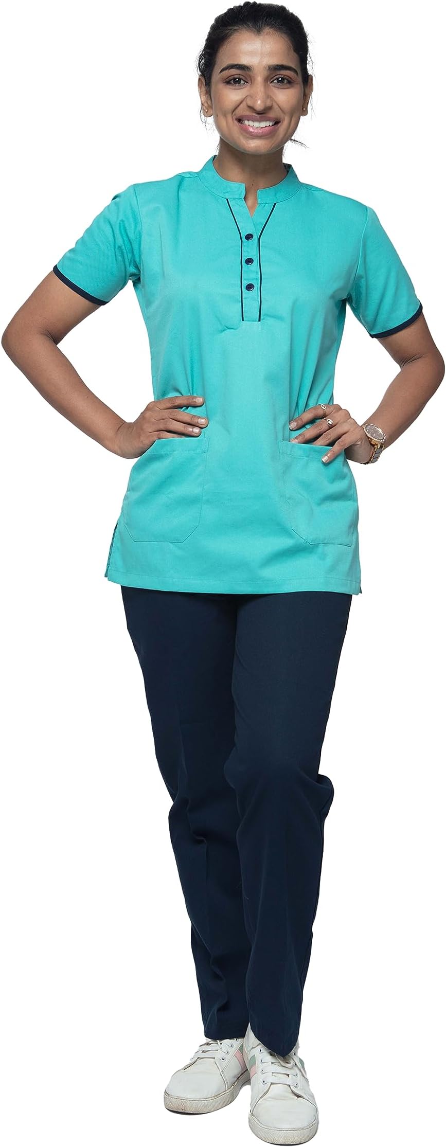 UNIFORM CRAFT Polyester and Cotton Twill Light Teal Nurse Uniform, NT07 Light Teal, XX-Large, NT07 Light Teal_XXL