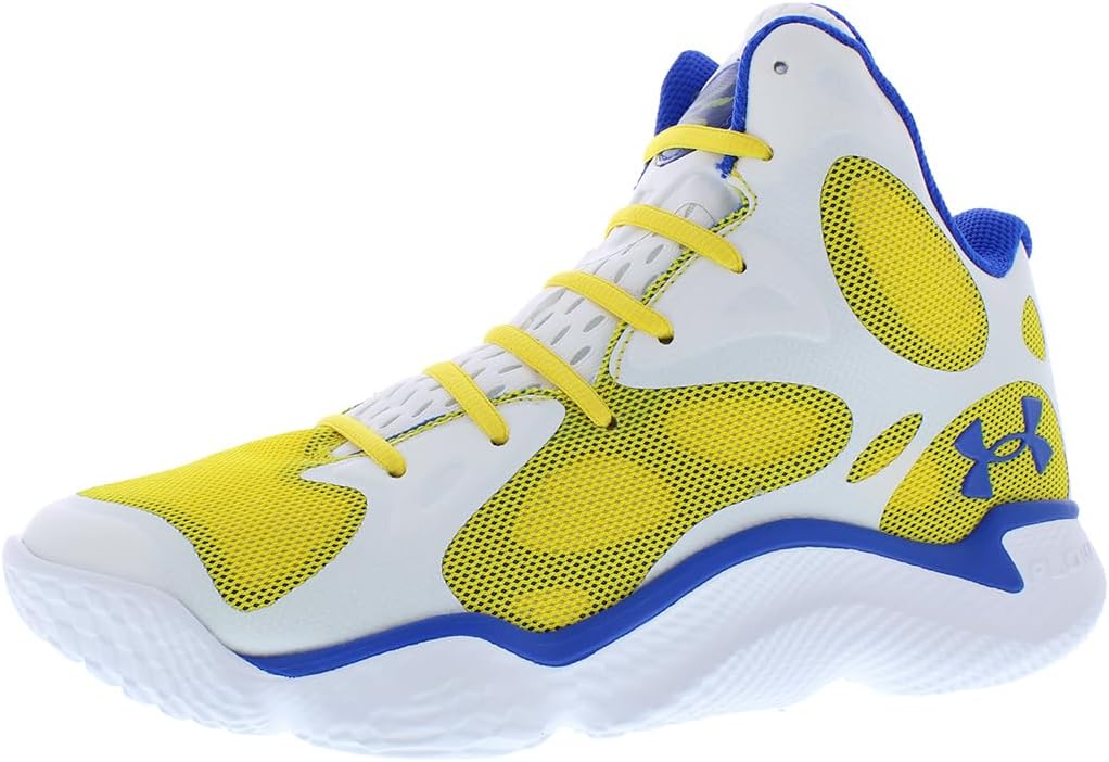 Curry Spawn Flotro Mens Shoes Size 8.5, Color: White/Yellow/Blue