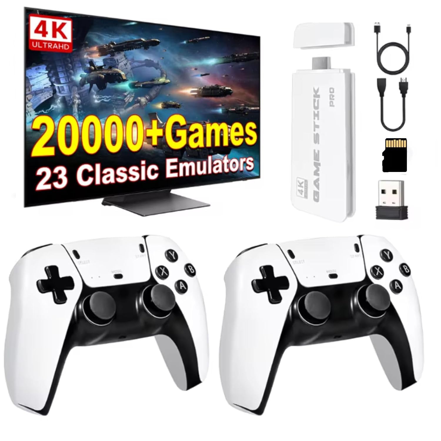 M15 Retro Gaming Konsole, Retro Spielekonsole, Game Stick, 4K HD Re-TRO Gam-ing Konsole, Tragbare Video Simulator Gaming Kon-Sole, Integrierte 20.000+ Klassische Spiele