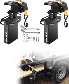 Dual-Pivot Retractable Trailer Bed Ratchet Straps, Multi-Angle Rotation Bed Mounted Retractable Tie Down Straps Compatible with Trailer Golf Cart, Snowmobile, Motorcycle, ATV, UTV (2P)
