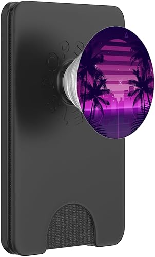 Miniatura 8 de Retro Synthwave Vaporwave 80s Style Design - Palmeras PopSockets intercambiables PopGrip
