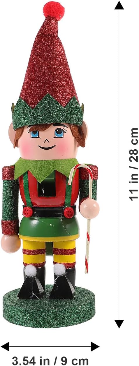jojofuny Wooden Nutcracker Figurine Christmas Elf Puppet Decorative Nutcracker Craft for Holiday Table and Shelf Display