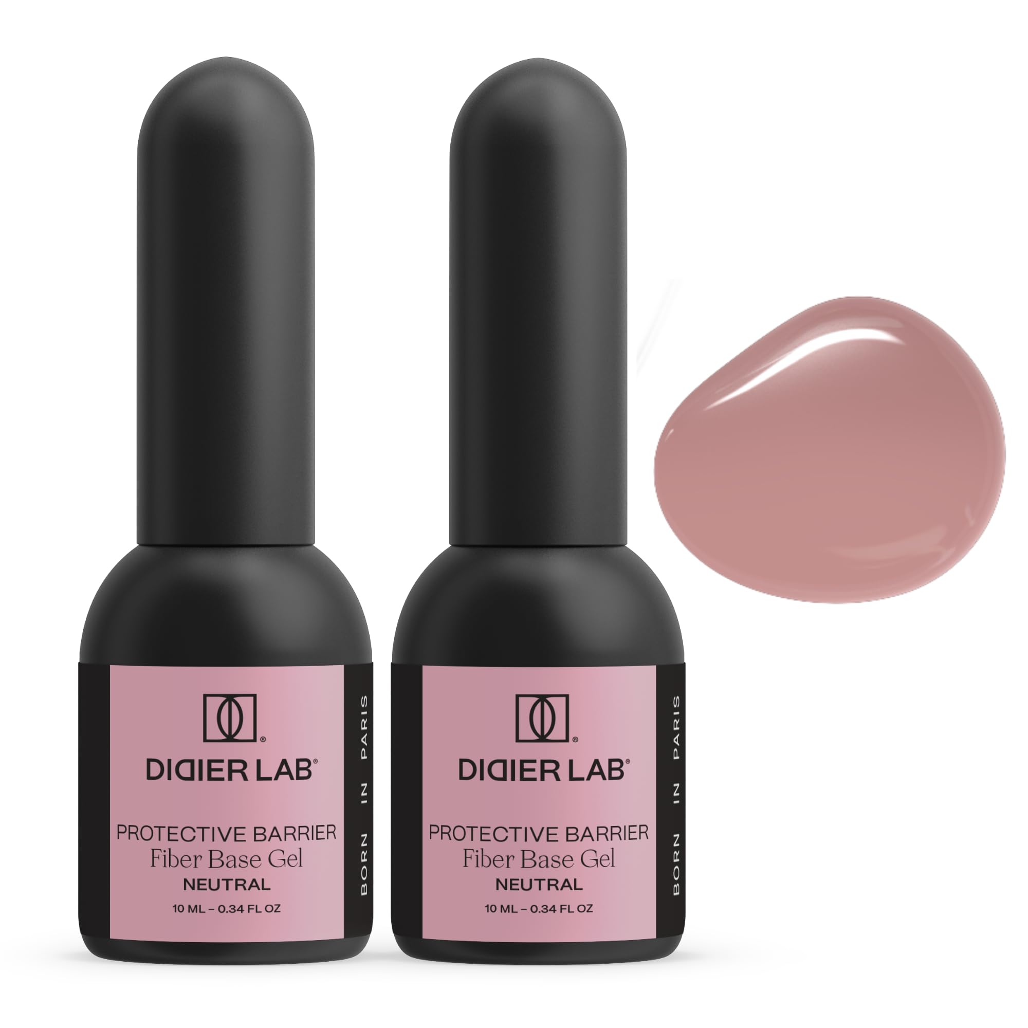 DIDIER LAB - Premium Fiberglas Gel Nägel Base Neutral - Base Coat UV Gel - Starker Unterlack für Nägel mit Vitaminen und Mineralen - Soak Off Formel für UV Nagellack - Für LED UV Lampe - 2x10 ml