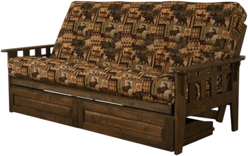 Starlight Canyon Home Brown Futons with Polyester Cotton Fabric, Sturdy Frame, Stylish and Comfortable for Living Room, Guest Room