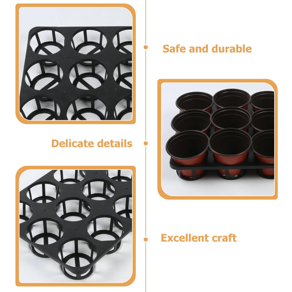 Supports Germination Plateaux ou en Plastique de pour Noir 5pcs Lisse et Trous Ronds Propagation de Plantes en Intérieur ou Jardin