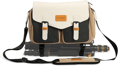 Cwatcun Bolsa cruzada para cámara de hombro, bolsa de viaje para fotografía para hombresmujeres con soporte para trípode para Canon, Nikon, Sony,