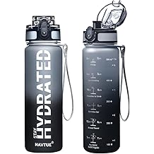 Water Bottle, 16.9 OZ Sports Water Bottles with Time Marker Wide Mouth, Motivational and Leakproof Drink Bottle, BPA Free Tritan with Carry Strap for Gym Fitness Outdoor(1 Bottle)