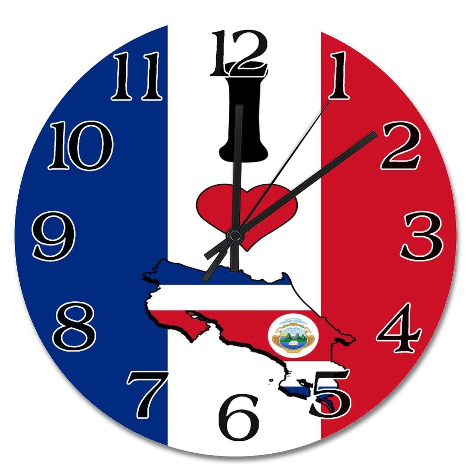Horloge murale drapeau Costa Rica pour une décoration de salon exotique