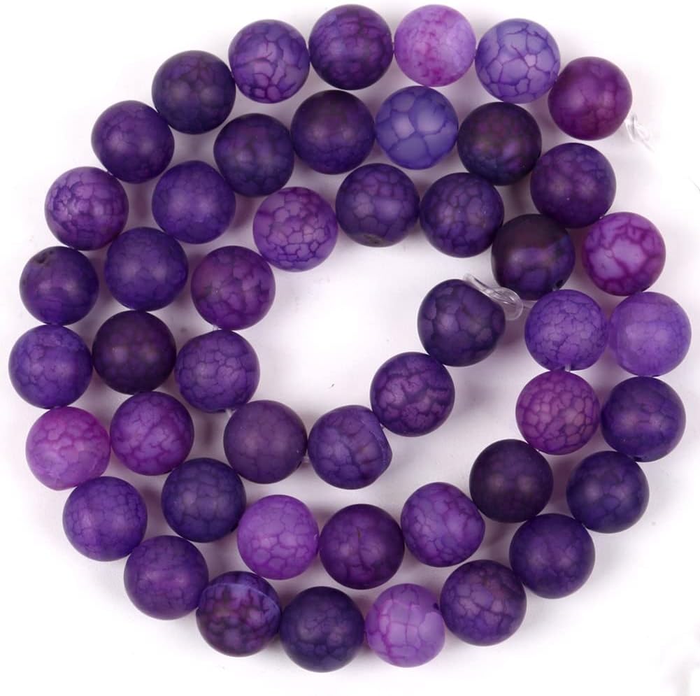 Dull Polished Purple Dragon Veins Agates Stone Round Beads for Jewelry Making 6/8/ 10mm Spacer Loose Beads DIY Bracelet Necklace 15inch 39cm Beadwork