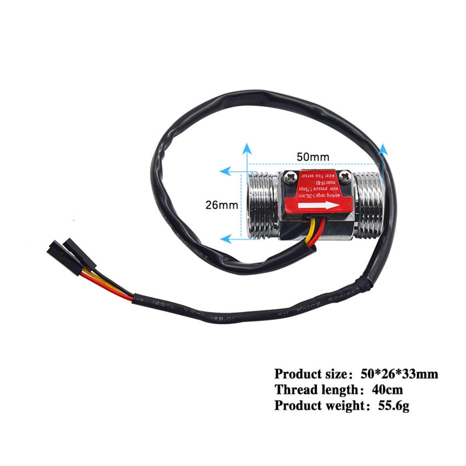 Sensor De Flujo Agua 6 Minutos G3/4 Detección Tasa Alta Precisión Medidor Industria Aleación Zinc Rendimiento Estable(Sensor Display Set)
