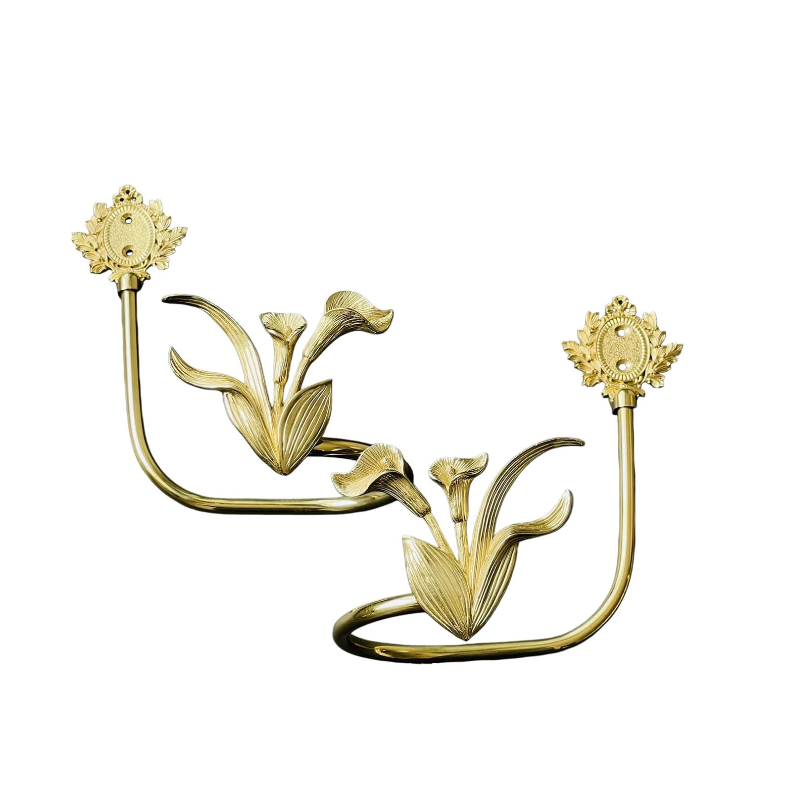 Set of 2 Curtain Holdbacks, Brass Curtain Tieback Wall Hook Pull Backs for Drapes Bedroom Office Home Decoration