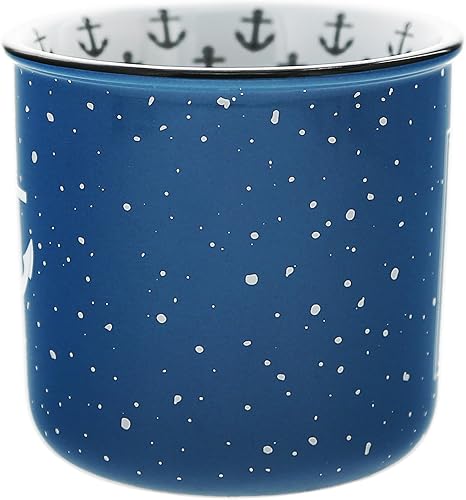 Miniatura 2 de Pavilion Gift Company - Taza de cerámica Lake Mode de 18 onzas, azul con acabado moteado, taza de café duradera de pared gruesa estilo campamento,
