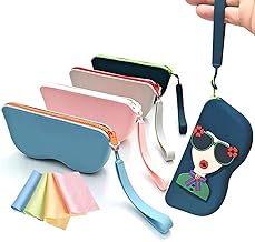 Cute Silicone Sunglass Case with Zipper & Wrist Strap – Soft Protective Glasses Holder for Women, Men & Kids | Shockproof, Waterproof Eyeglass Pouch with Cleaning Cloth | Travel & Everyday Use