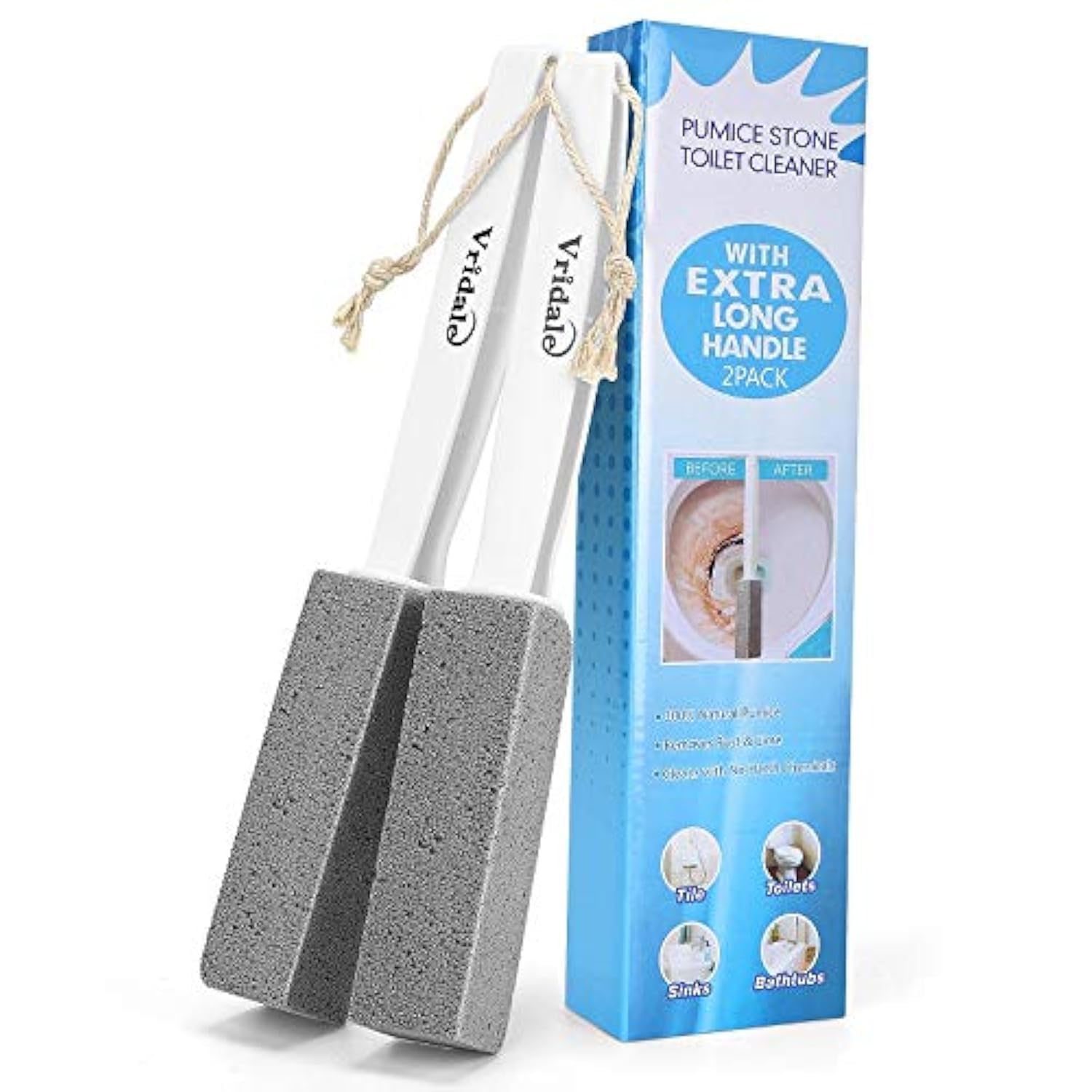 Pumice Stone Toilet Bowl Cleaner with Extra Long Handle Pumice Stone for Toilet Cleaning, Remove Limescale, Hard Water Rings, Calcium Buildup, 2 Pack (2)-image-12