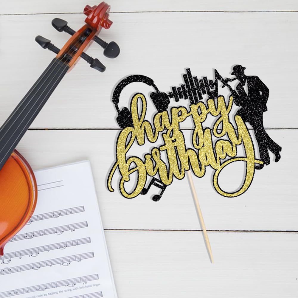 Personalized Saxophone Cake Topper - Custom Name & Age, Glitter Or Mirror Card, For Birthdays & Celebrations