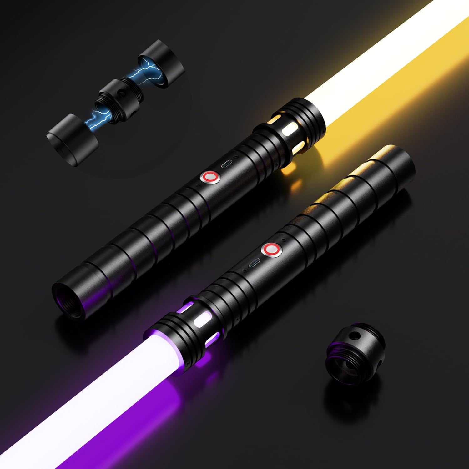 Lightsaber, Light Sabers with RGB 20 Colors, USB Rechargeable Lightsabers with FX Sound and Motion Sensors, Light Saber Sword Toy for Kids, Galaxy War Fighters Cosplay, Halloween Xmas Gift, 2Packs