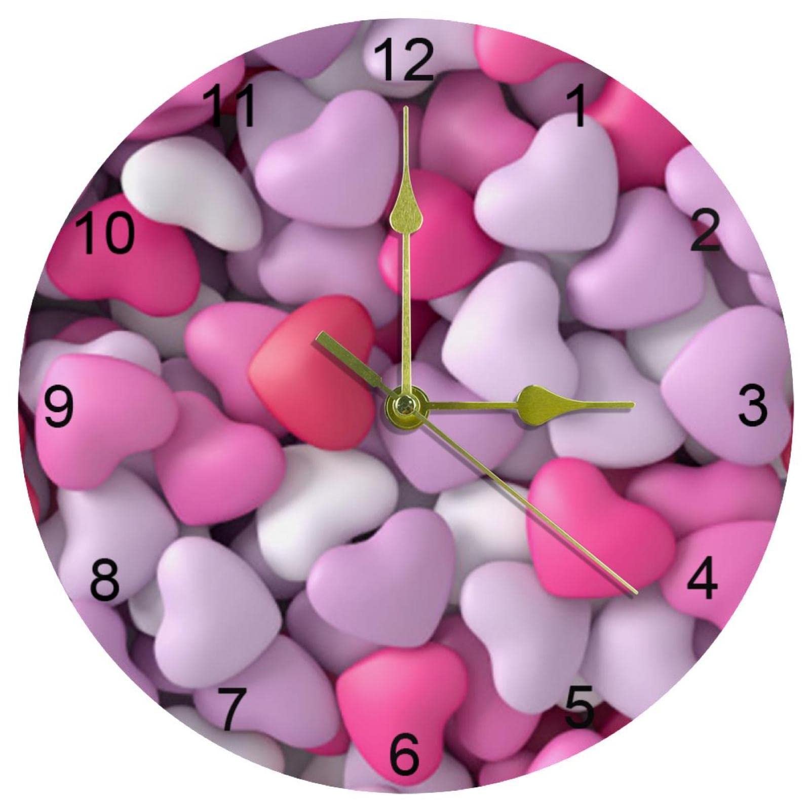 Horloge murale rose à cœurs idéale pour décorer la cuisine ou la chambre