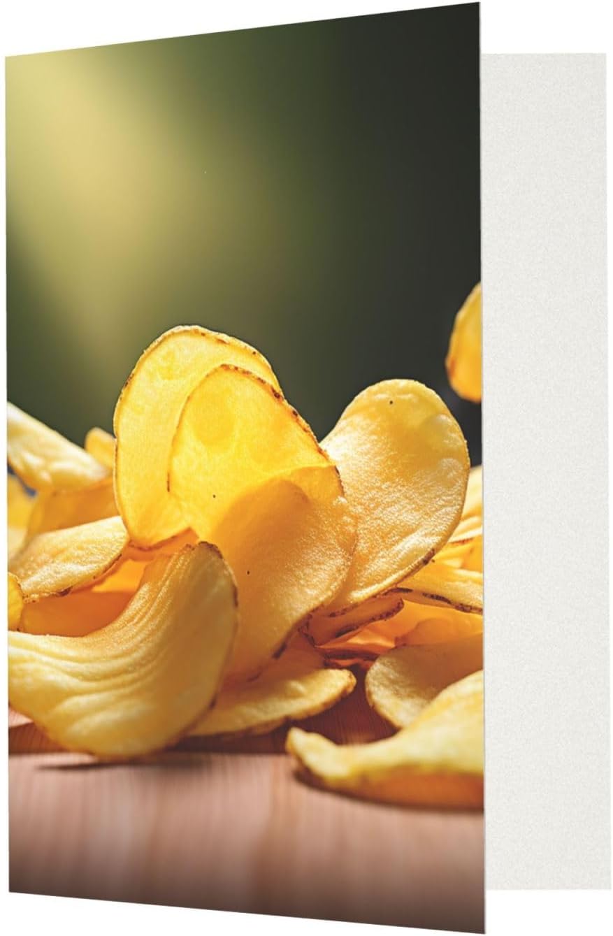 Potato Chips Greeting Card with Dark Red Envelopes, 4x6 Thinking of You Cards Happy Birthday Wedding Invitation Blank Note Card for All Occasions image 3
