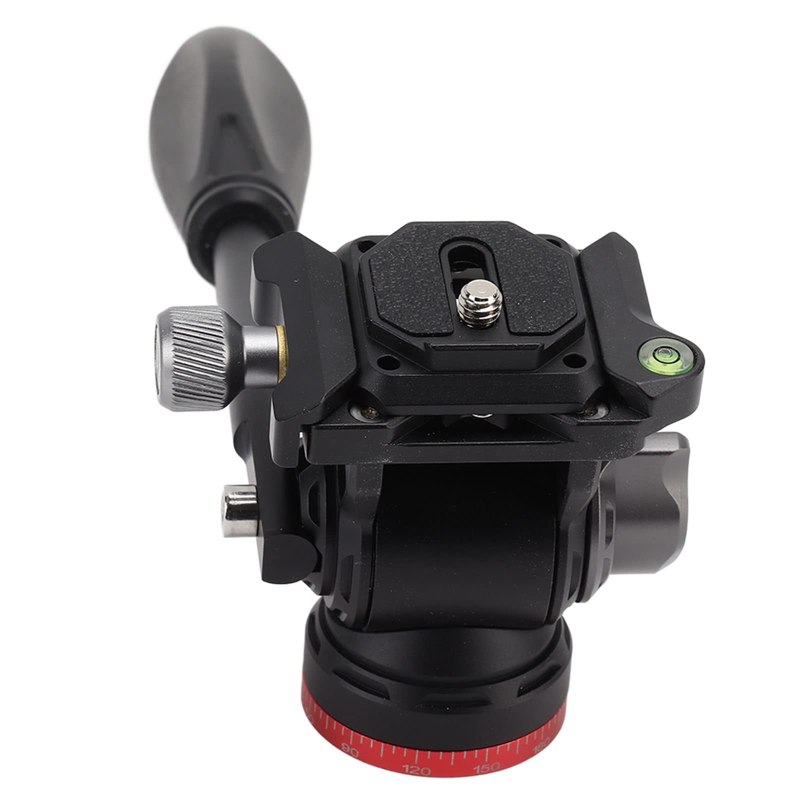 Cabezal de bola para trípode de cámara, cabezal de trípode de vídeo hidráulico de amortiguación de 360 grados, mango ajustable con tapón en L para cámaras SLR Micro SLR, cabezal fluido compacto de