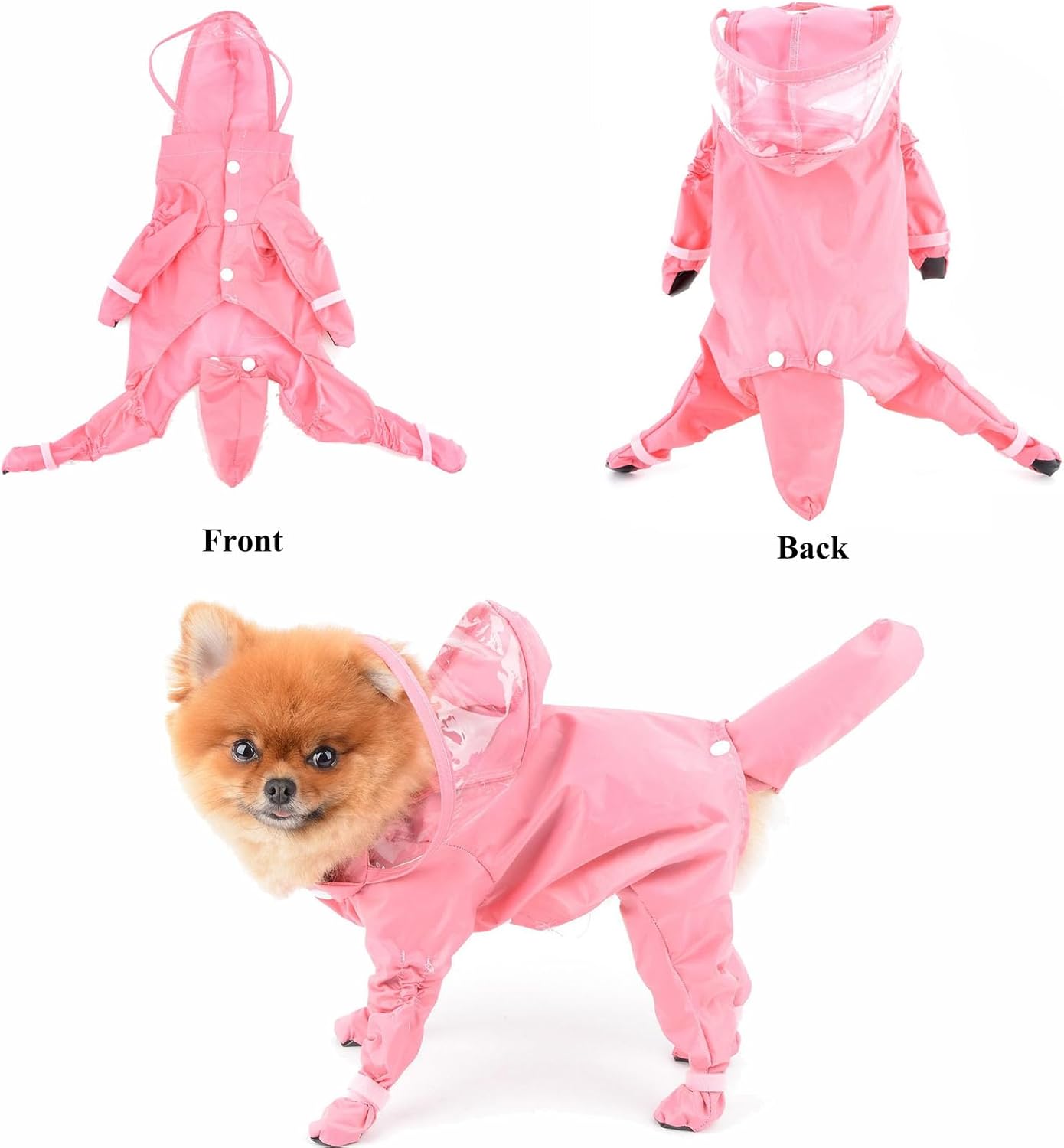 Waterproof Raincoat with Rain Boots for Dogs and Cats - Four-Legged One-Piece Outdoor Pet Clothes(Pink,X-Large)