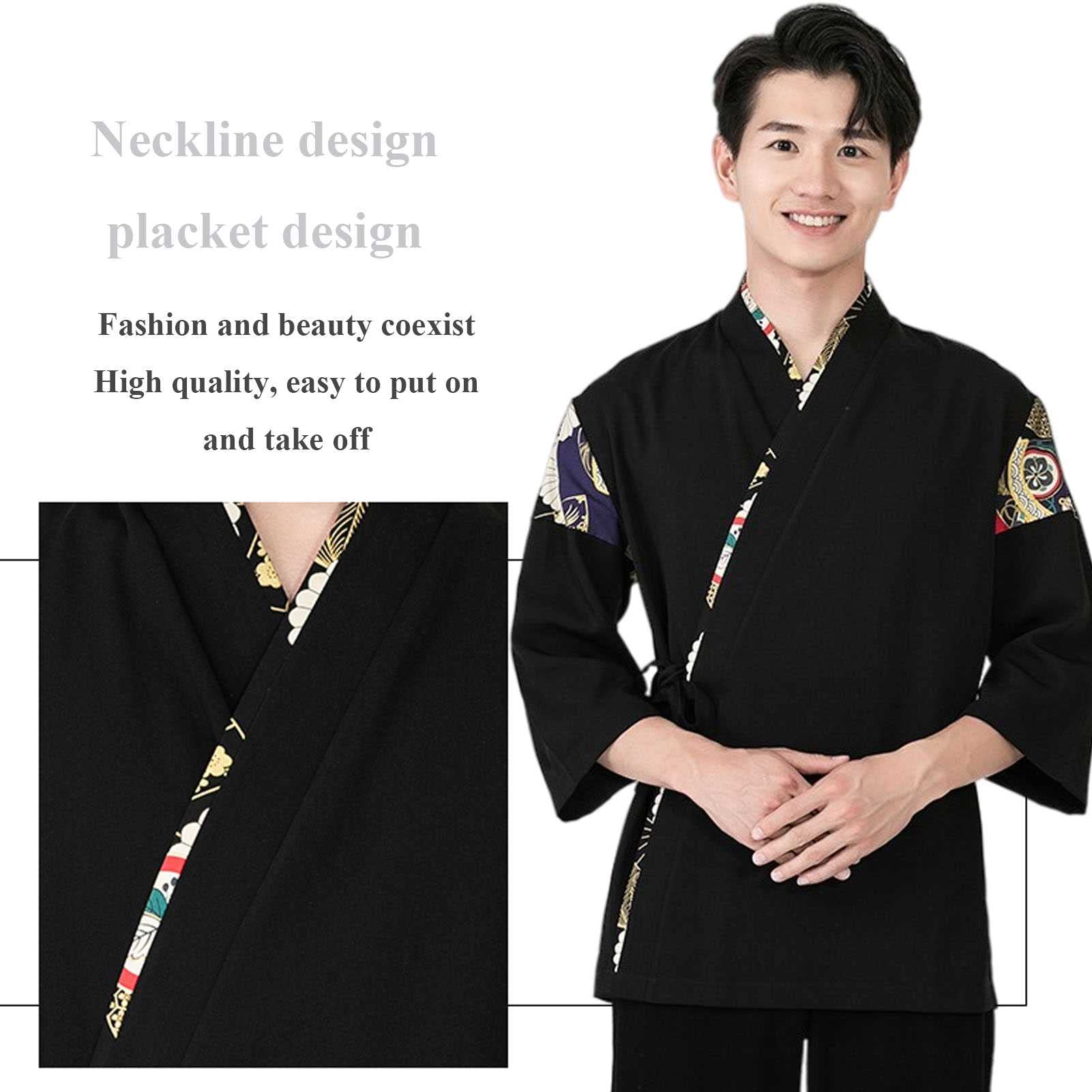 Kimono Kochjacke Herren Bäckerjacke Japanischer Stil Kellner Oben Arbeitskleidung Verschleißfest