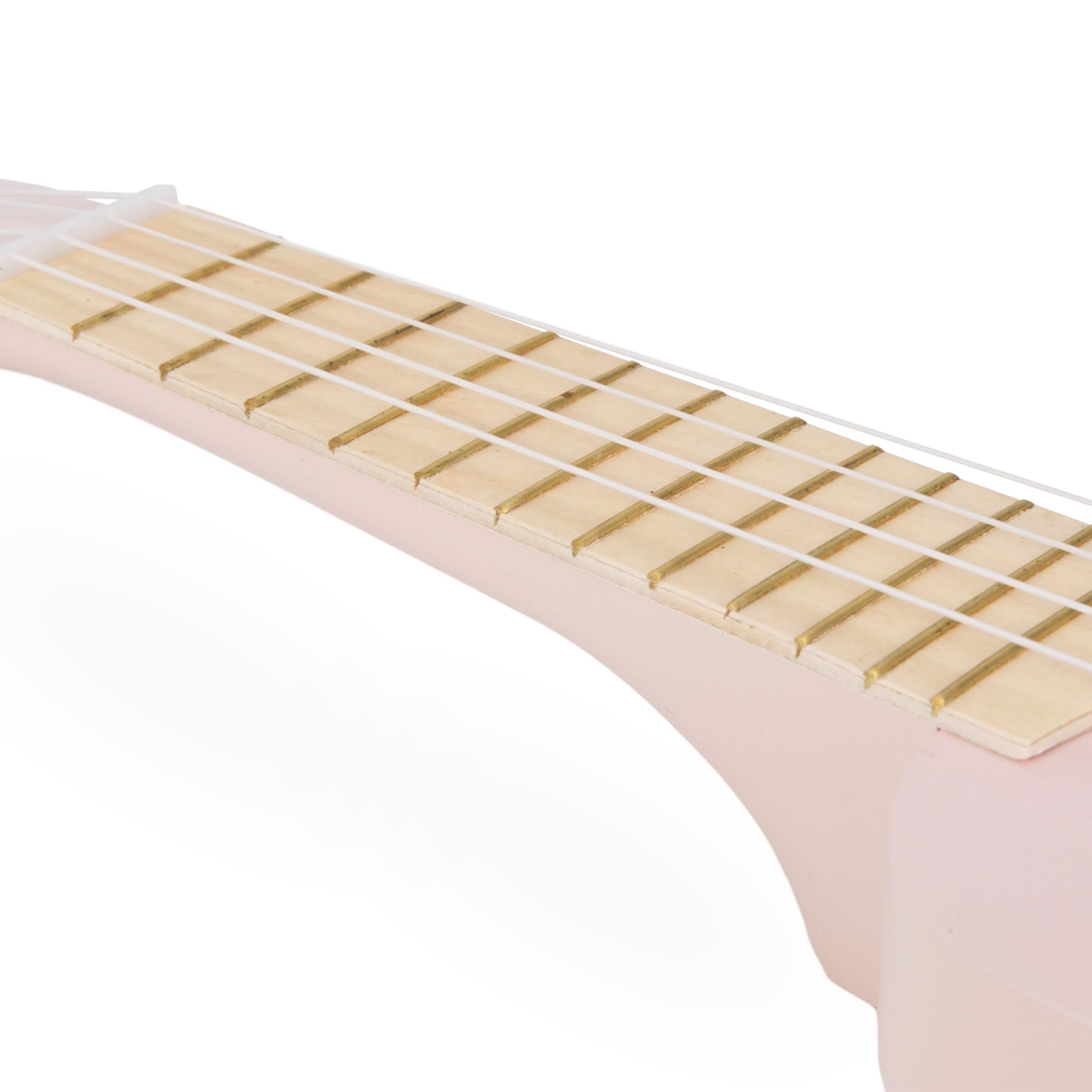 Mamabrum Guitarra Juguete Madera para Niños - Ukelele Musical Infantil con 4 Cuerdas, Estimula el Oído y Desarrollo Musical - Instrumento Rosa 52cm para Juego Roles