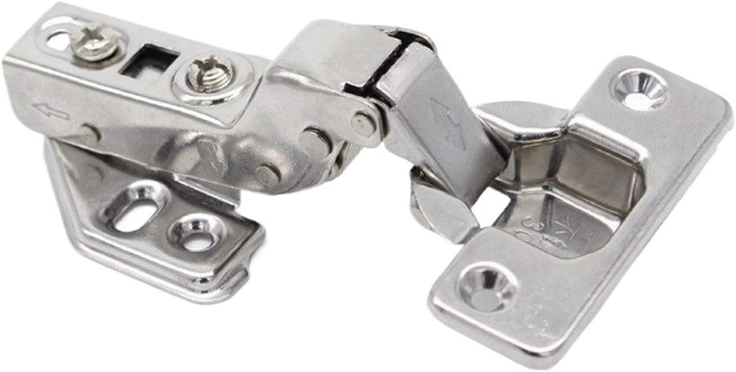Hydraulic Cabinet Hinges Stainless Steel Furniture Hinge Damper Buffer Close for Cupboard Hardware Cabinet Door Hinge(Half Overlay)