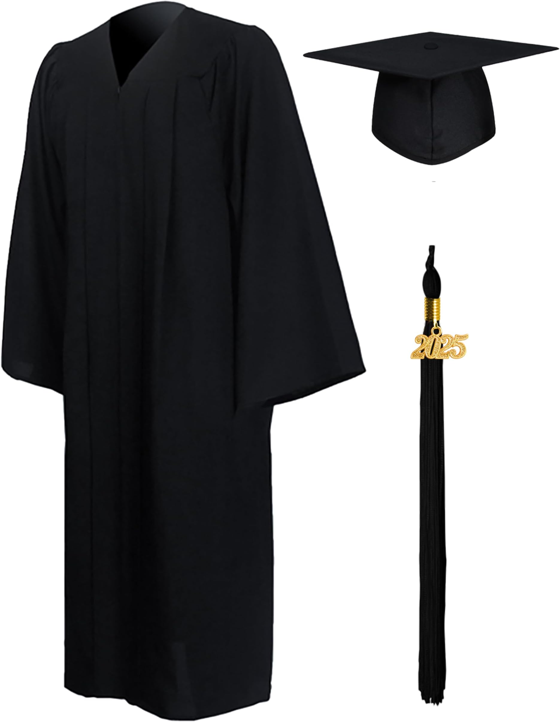 GraduationMall Matte Graduation Gown Cap Tassel Set 2025 for High School and Bachelor