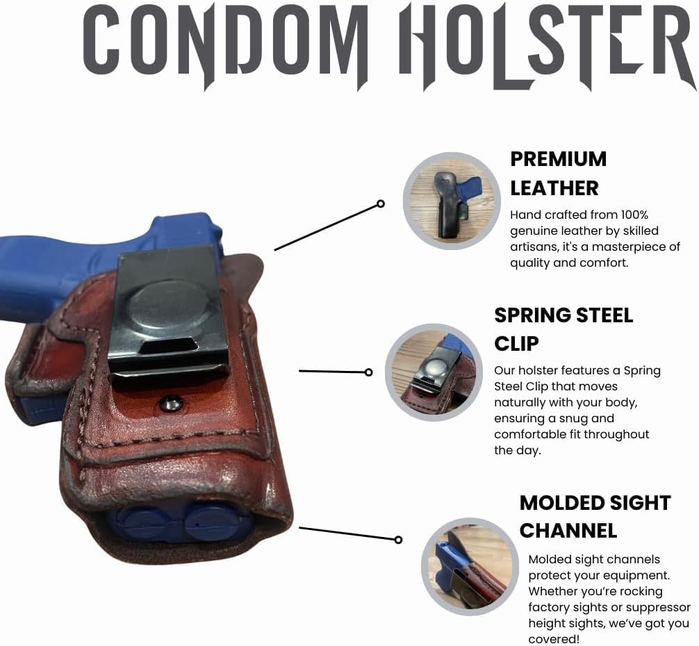 Leather Condom Mag Pouch | Dual Compatibility for Glock Double/Single Stack, Versatile, Handcrafted, IWB/AIWB Carry