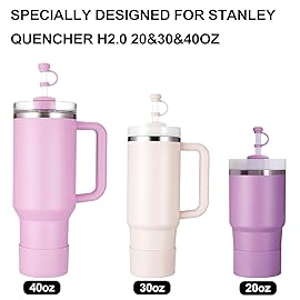 HYZ 8 Piece Accessories for Stanley Cup, Silicone Spill Proof Stopper Set and Protective Boot Including Straw Cover Cap for Stanley H2.0 20oz 30oz 40oz Tumbler,Cherry Blossom