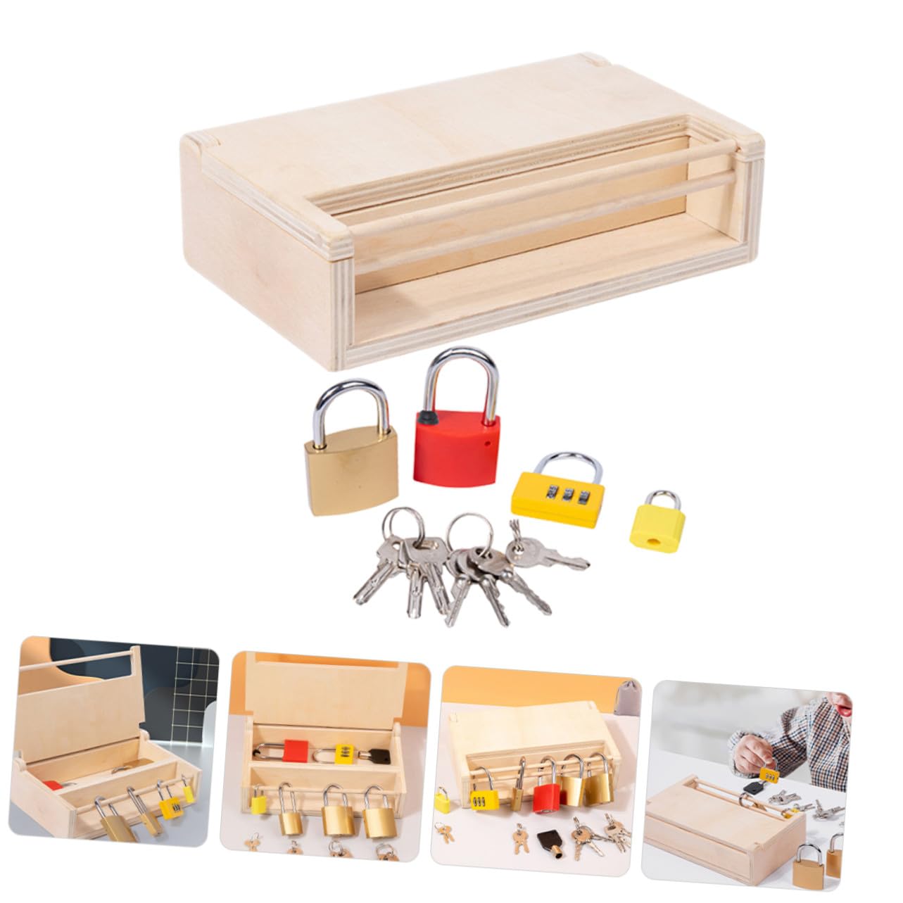 Juego de Juguetes de Aprendizaje Cerradura de Madera